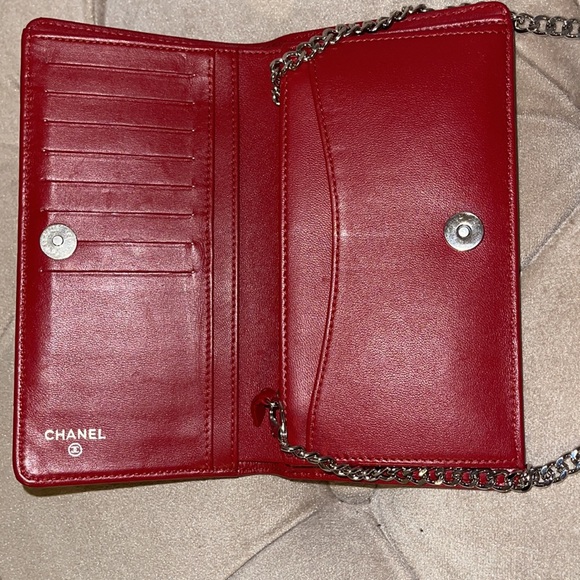 Authentic Chanel red WOC after market chain added - Picture 4 of 11